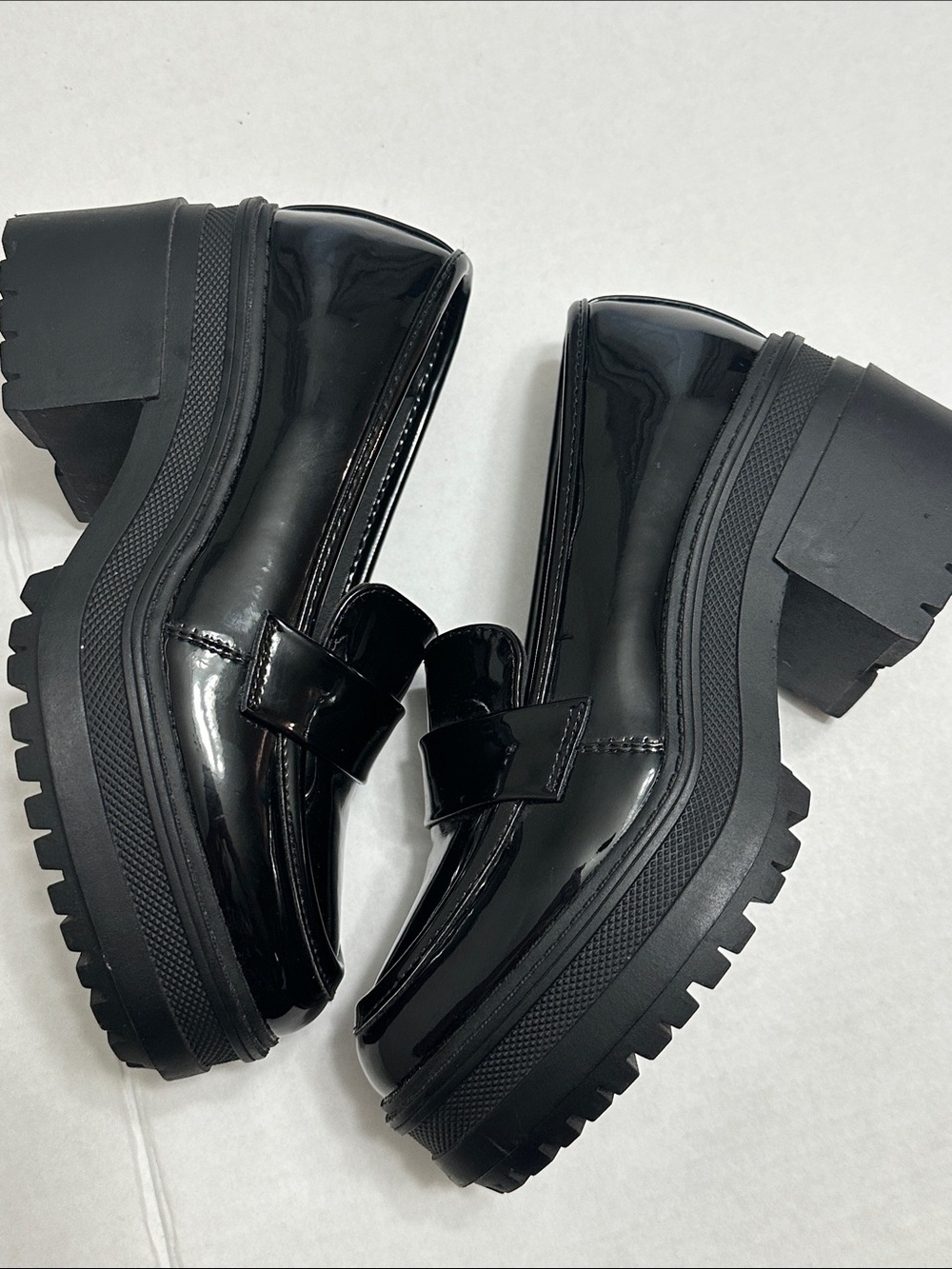 ASOS Design Black Chunky Platform Loafer Heels Y2K Academia Preppy Size 5 - Picture 5 of 12